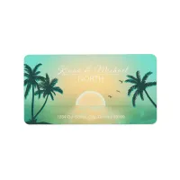 Tropical Isle Sunrise Wedding Teal ID581 Label