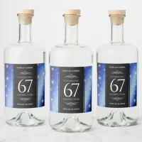 Elegant 67th Star Sapphire Wedding Anniversary Liquor Bottle Label