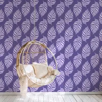 Purple Tropical Leaf Pattern Wallpaper