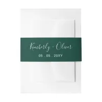 Simple Modern Emerald Green Wedding Invitation Belly Band