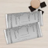 Chic Silver Dripping Glitter Quinceanera Hershey Bar Favors