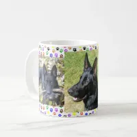 German Shepherd, Autumn, 3 Pics & Paw Prints, ZKA Coffee Mug