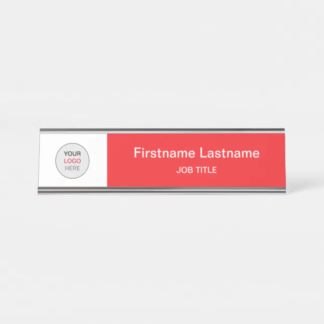 Red Your Logo Modern Desk Name Plate