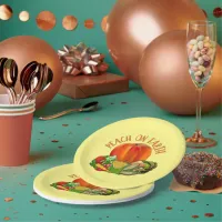 Peach on Earth Funny Christmas Pun Paper Plates