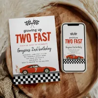 Two Fast Race Car Boy 2nd Birthday Party Invitation