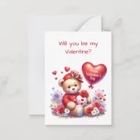 Teddy Bear Valentine's Day Flat Card