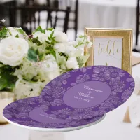 Elegant Daisies in Floral Royal Purple Wedding Paper Plates