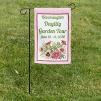 Garden Event Party Pink Daylily Floral Custom Garden Flag