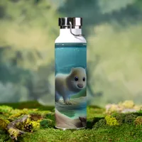 Cute baby otter in pond - custom water bottle