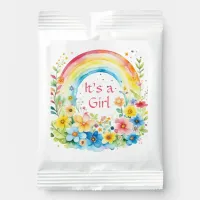 Watercolor Rainbow and Flowers It's a Girl Margarita Drink Mix
