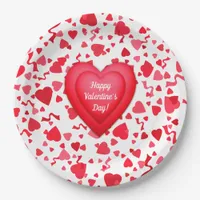  Valentine's Day Red Confetti Hearts  Personalized Paper Plates