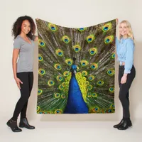 Colorful peacock fleece blanket