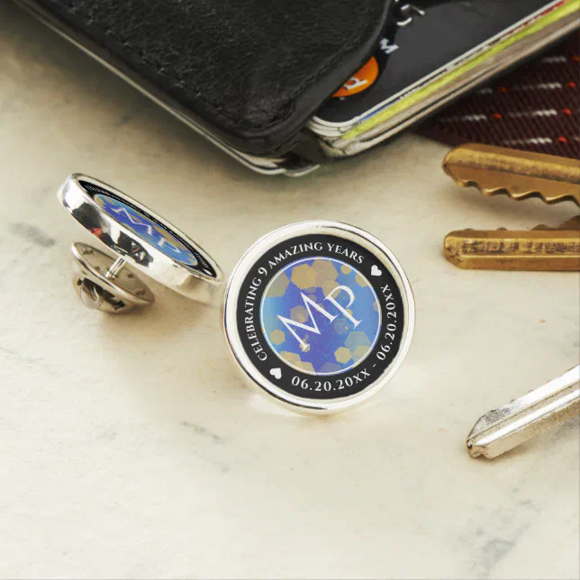 Elegant 9th Lapis Lazuli Wedding Anniversary Lapel Pin