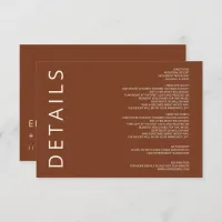 Rustic Warm Terracotta Modern Minimalist Wedding Enclosure Card