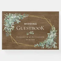 Rustic Wood Greenery Elegant Eucalyptus Wedding Guest Book