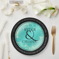 Elegant 11th 44th Turquoise Wedding Anniversary Paper Plates