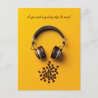 Headphones & Coffee Beans Postcard