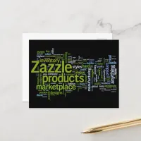 Zazzle Word Cloud Green and Black Postcard