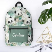 Cute Panda Bears Personalized Name Printed Backpack