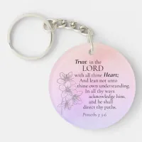 Trust in the Lord Bible Verse Floral Watercolor Keychain