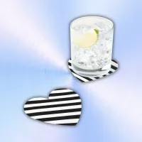 Simple Black and White Stripes | Paper Coaster