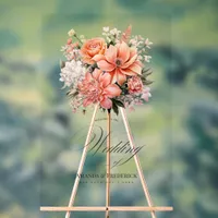 Peach Fuzz Floral Wedding Welcome Acrylic Sign