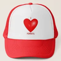 I Love Ferrets with Red Heart Trucker Hat