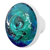 Blue, Turquoise, Teal Infinity  Ceramic Knob