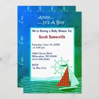 Ahoy It's a Boy Baby Shower Retro Invitation Card