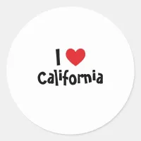 I Love California Classic Round Sticker