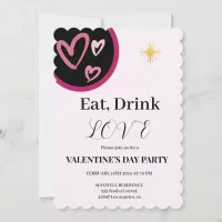 Chic Eat, Drink and Love Valentine's Day Party Invitation