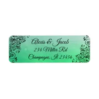 Black and Green Elegant Script Return Labels