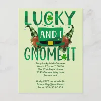 Lucky I Gnome It St Patricks Party Invite Postcard