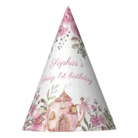 Tea Party Fairy Girl Blush Pink Flowers Birthday Party Hat