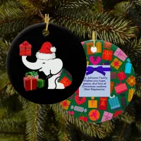 White Elephant Christmas & Present Pattern Ceramic Ornament