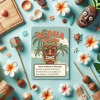 Tropical Tiki Time Hawaiian Luau Party Invitation