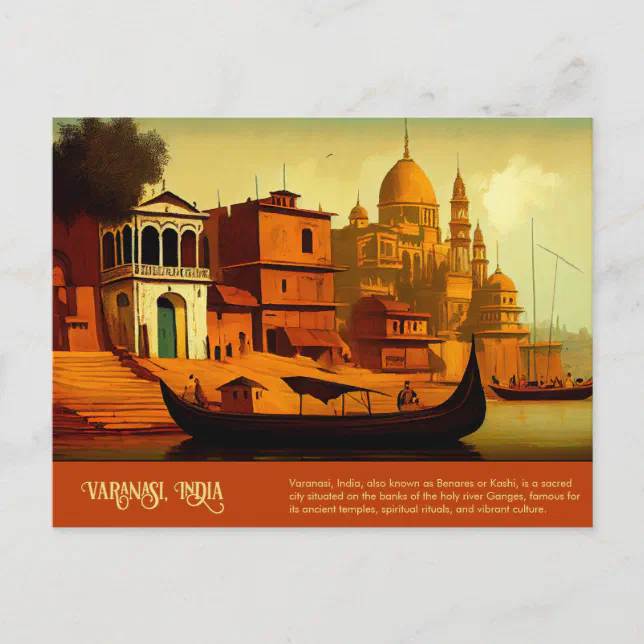 Varanasi India Painting Postcard