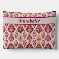 Boho Chic Pinkish Red and Gold  Accessory Pouch