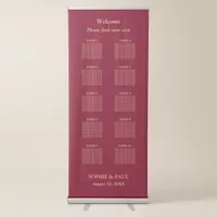 Burgundy Gold 10 Table Seating Chart Retractable Banner