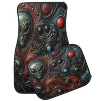 Mysterious Alien Presence in Cosmic Art Car Floor Mat