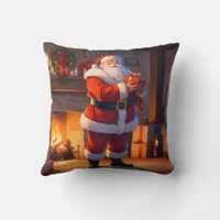 Santa's Christmas Eve Visit Throw Pillow