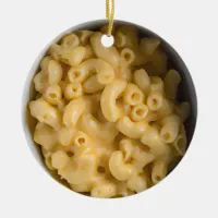 Cheesy Puns Mac me Happy Funny Food Pun Christmas  Ceramic Ornament