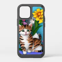 Whimsical Folk Art Cat, Kitten and Flowers Speck iPhone 12 Mini Case