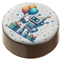 Pixel Art Robot in Orange and Teal Birthday  Chocolate Covered Oreo
