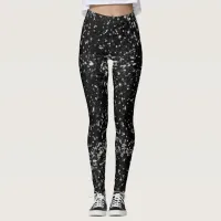 Black Faux Glitter Leggings