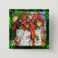 Merry Elves Wrapping Present Button
