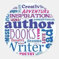 All About Authors blue Classic Round Sticker