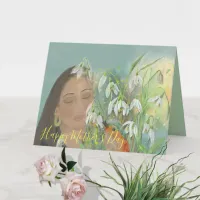 Happy Mohter's Day woman and flowers Holiday Card