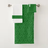 Bold Green and White with Optional Monogram Bath Towel Set