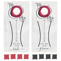 Marble Mr and Mrs, Elegant Wedding Couple Monogram Cornhole Set